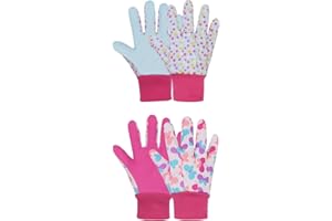 AIGEVTURE Kids Genuine Leather Work Gloves Kids Gardening Gloves age 2-11 Girls Boys for Children Garden Yard Outdoor