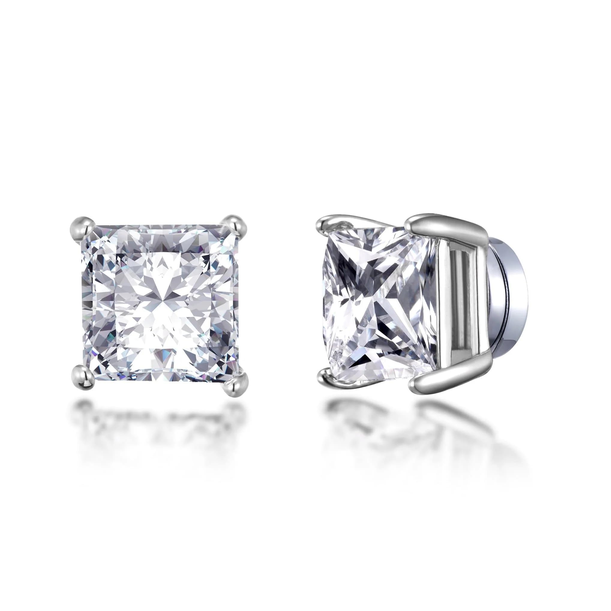 Philip Jones Silver Plated Square Magnetic Clip On Stud Earrings Created with Zircondia® Crystals