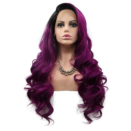 Peluca De Color Morado Oscuro Para Mujer Estilo De Fiesta