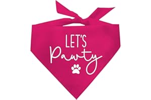 TEES & TAILS Let's Pawty Birthday Party Triangle Dog Bandana (Pink OS 385)