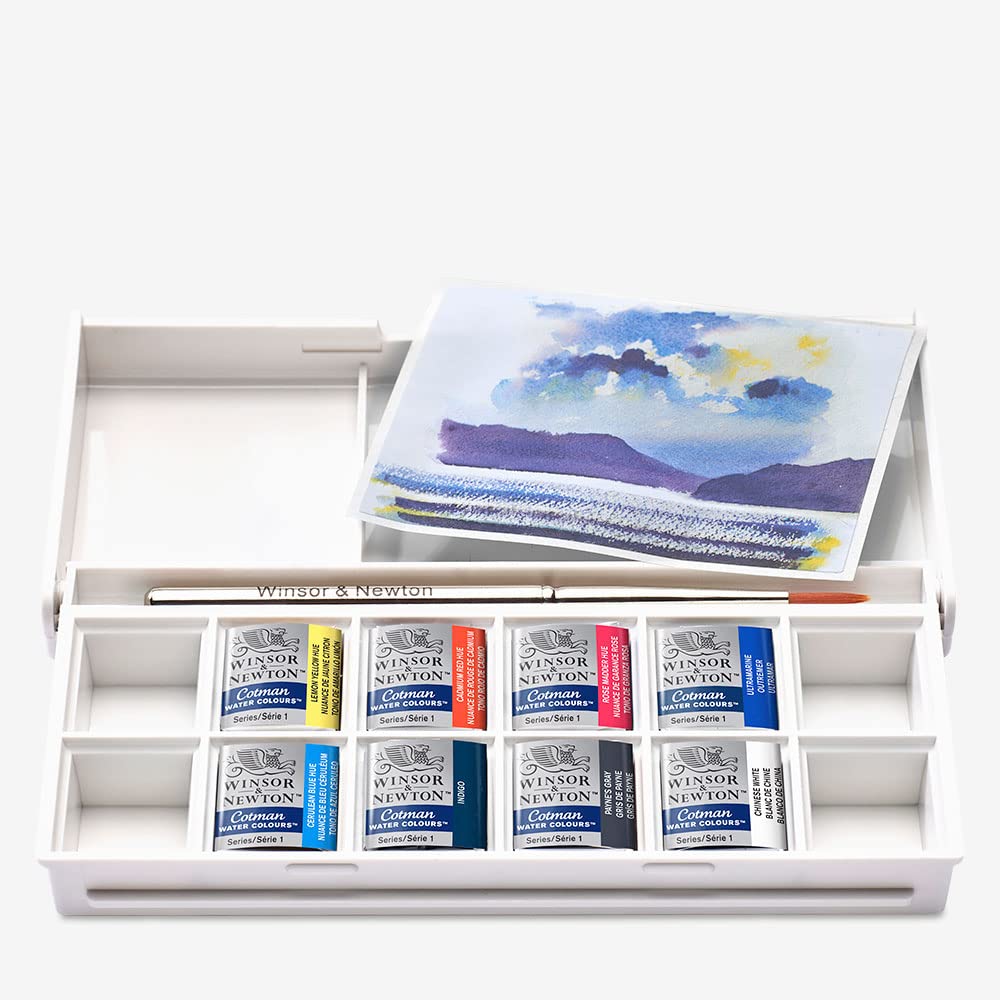 Winsor & Newton, Cotman Watercolour, 'Skyscape Pocket Set', 8 x Half Pans + 1 Travel Brush