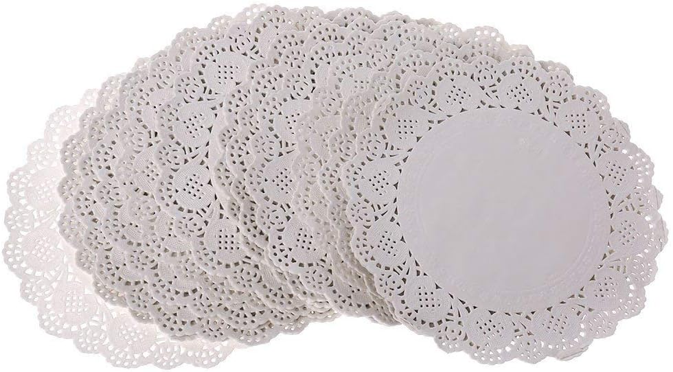 Tandou 200Pcs Round Lace Paper Mats Coasters Placemats Wedding Events Party Table Gift (B)