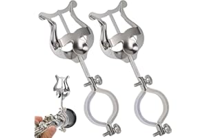 KITANIS Clarinet lyre,2 Pack Silver Clarinet Lyre Holder for Marching Band,6.02Inch Clarinet Oboe Sheet Music Clip and Flip Folder,General Musical Instruments Accessories