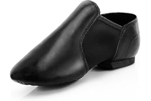 Keemi Black Jazz Shoes for Girls,Leather Dance Shoes for Girls Boys Unisex Kids,Non-Slip Dancing Shoes,