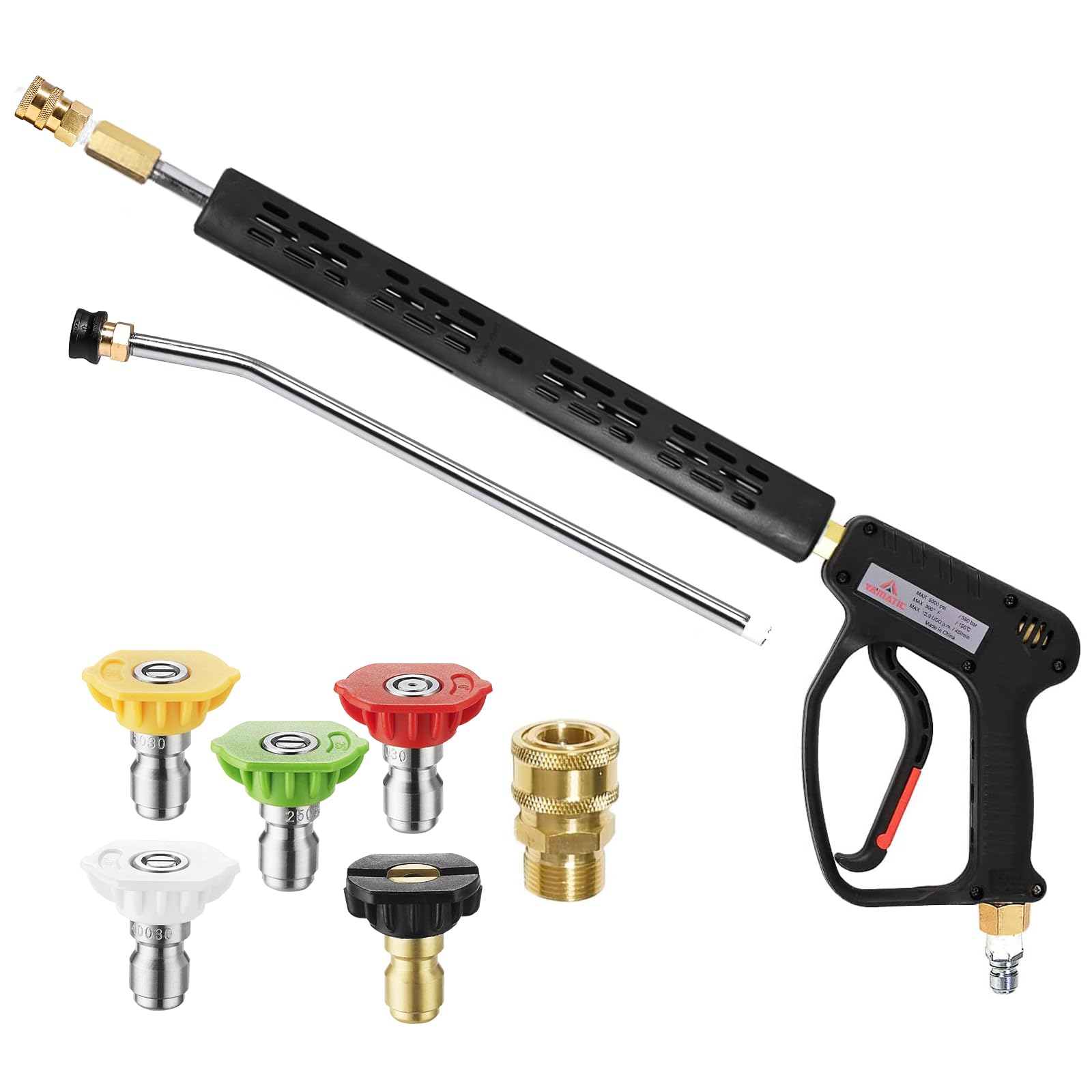 Photo 1 of YAMATIC Pressure Washer Gun 5000 PSI - 3/8" Swivel Plug & M22-14mm Coupler, Power Washer Extension Wand Trigger Handle with 1/4" Quick Connect for Foam Cannon Car Wash