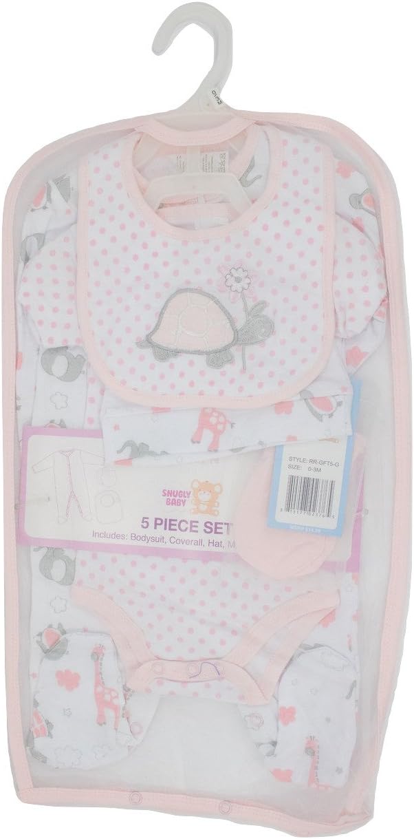 Snugly Baby 5-Piece Layette Clothing Set For Baby Boys and Girls (Pink, 3-6 Months)