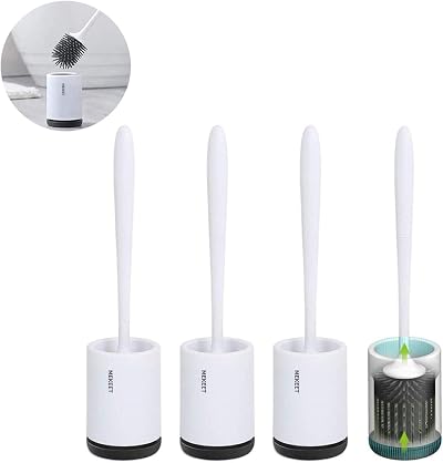 MEKEET Silicone Toilet Brush and Holder 3 Pack White PP TPR