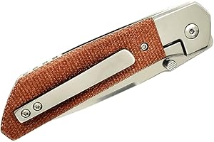 Camping Utility Multi-Tool -Brown Linen Micarta - D2 Cutting Edge for Hiking Camping Outdoor Activities EDC Tools