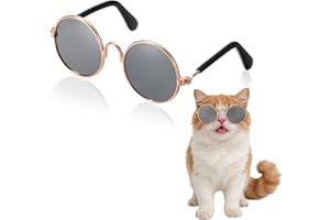 PETAXCELL Dog Sunglasses, Retro Dog Kittens Glasses Classic Metal Glasses Cosplay Costume Photo Props Cute Mini Eyewear, (Rou