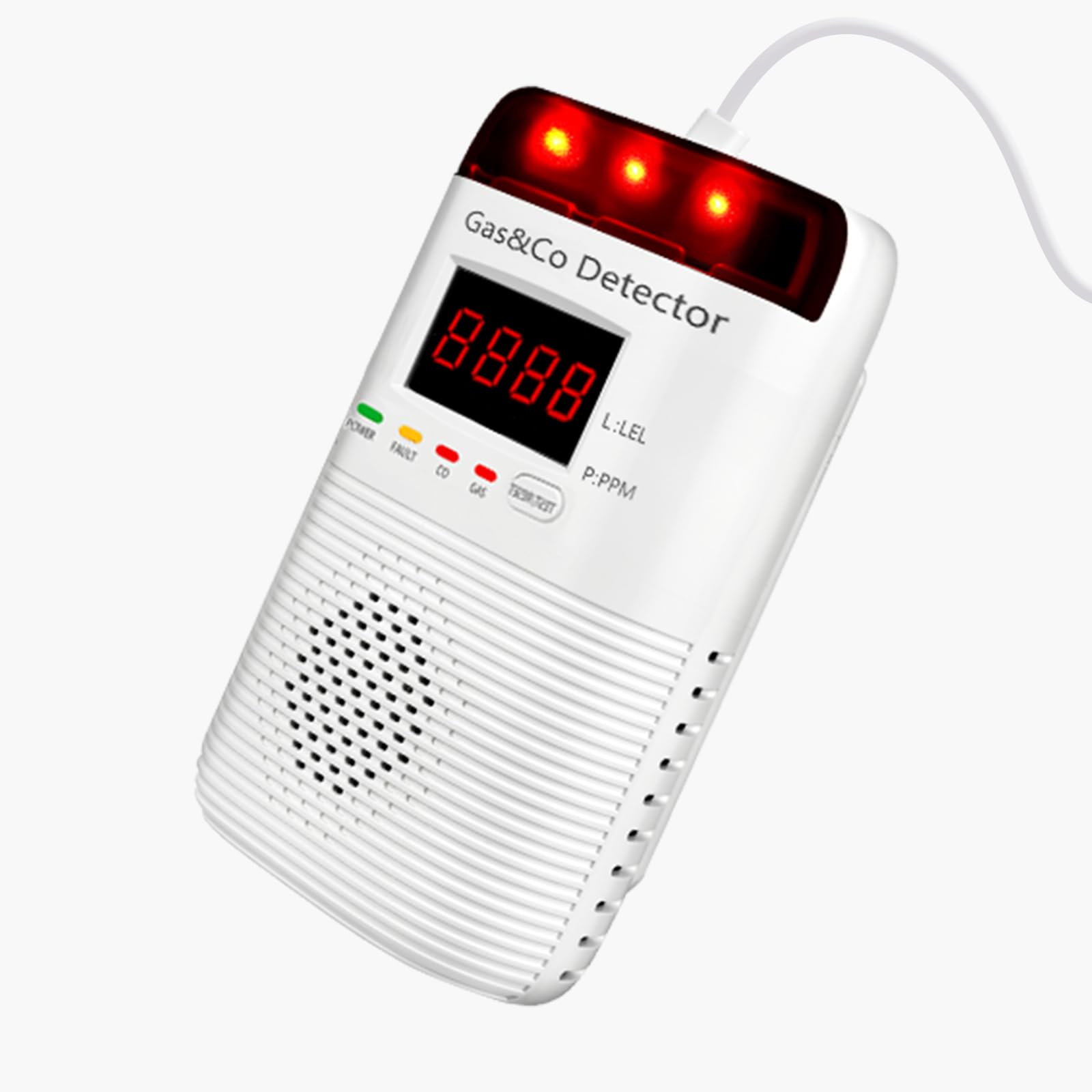 Photo 1 of 2-in-1 Gas and Carbon Monoxide Detector Plug in, Audible & Visual Alerts, Long Cord, Portable CO and Natural Gas Detector for Home, Apartment, RV, Travel (1 Pack)