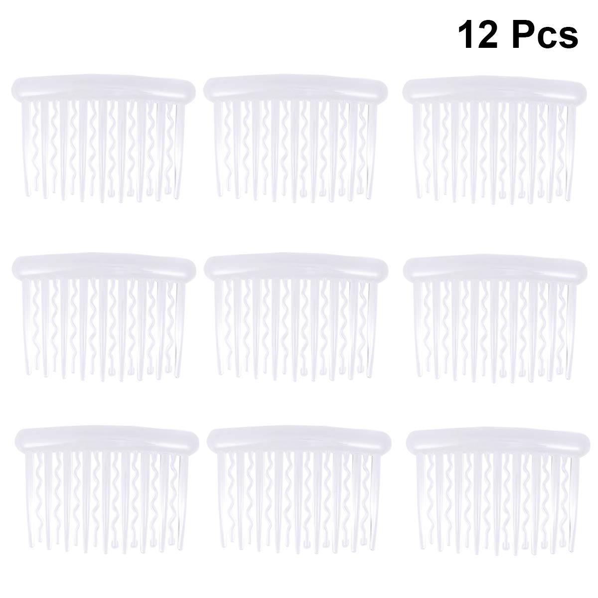 Lurrose 12PCS 8x5cm Plastic Wave Teeth Hair Combs Tortoise Side Comb Hair Accessories for Fine Hair (Transparent) : Beauty
