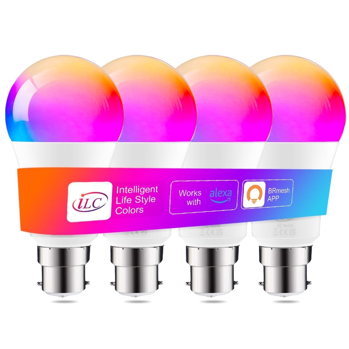 iLC Alexa Light Bulbs, B22 12W Smart Bulbs that Work with Alexa (Echo Devices Required), LED Colour Changing Light Bulbs, Color Temperature Tunable 2700K-6000K+RGB Bayonet (4 Pack)