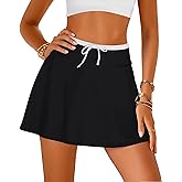 GRAPENT Swim Skirt for Women High Waisted Contrast Color Tankini Bikini Bottoms Swim Skort Beach Skirts Swimsuit Bottom