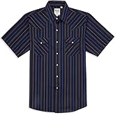 ELY CATTLEMAN Mens Short Sleeve Western Stripe, Navy, 2XLT