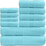 GC GAVENO CAVAILIA Soft Towels 10 Piece Aqua Bath Towel Set 450 GSM