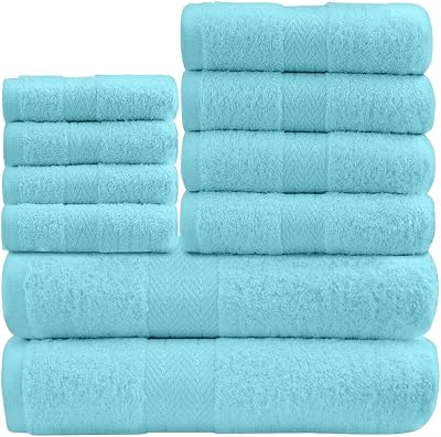 GC GAVENO CAVAILIA Soft Towels 10 Piece Aqua Bath Towel Set 450 GSM