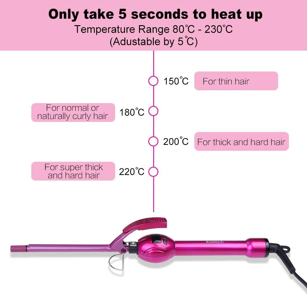 9mm Curling Iron Hair Curler,3/8 Inch Small Barrel Curling Iron Ceramic for Long & Short Hair