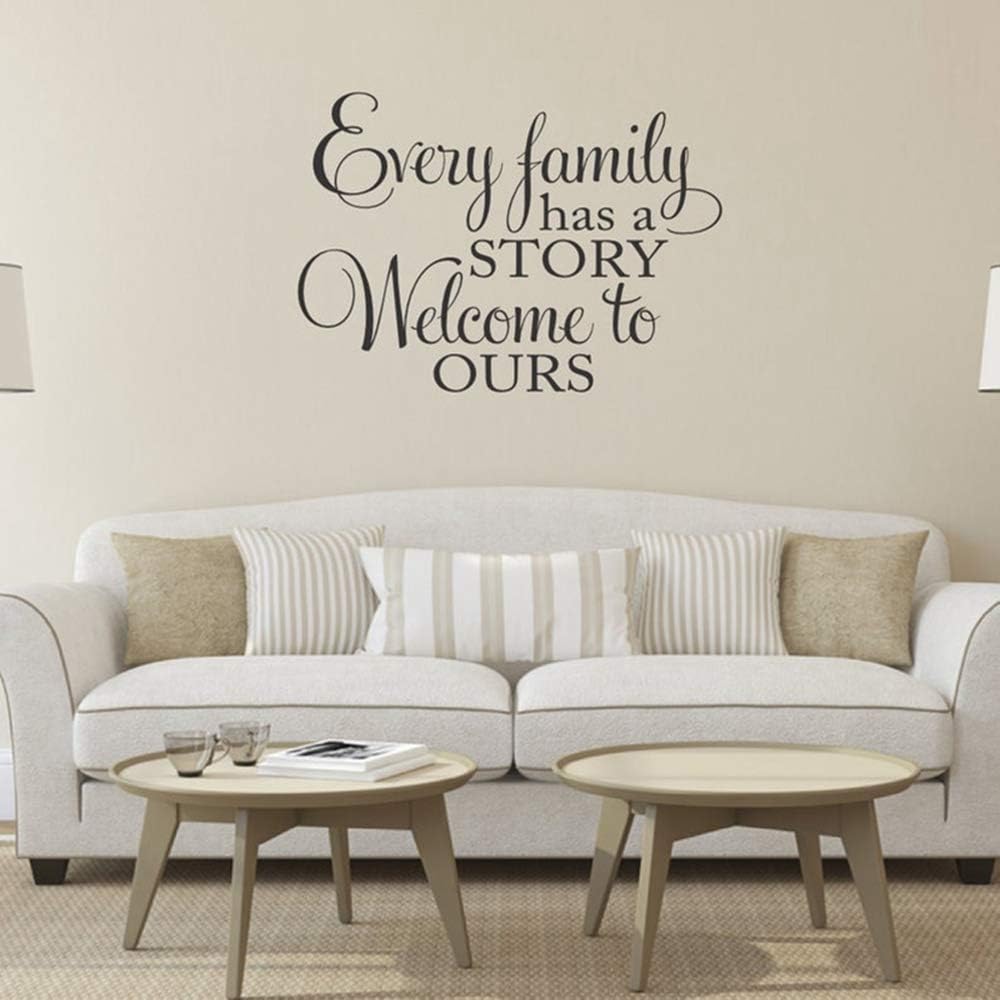 SLQUIET Every Family Has A Story Welcome to Our Vinyl Wall Stickers Home Vinyl Lettering Wall Art Map Home Decor Living Room Home and Garden Wall Stickers 30 Purple 57X40 cm
