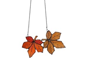 ALIVAGAR Stained Glass Leaves Window Hangings SunCatchers Maple Leaf, 7 1/2" x 4"
