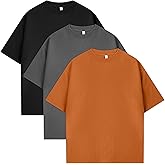 Eadali 3 Pcs Men’s Oversized T-Shirts Drop Shoulder Heavyweight 280g Cotton Loose Fit Short Sleeve Casual Tees for Men Women