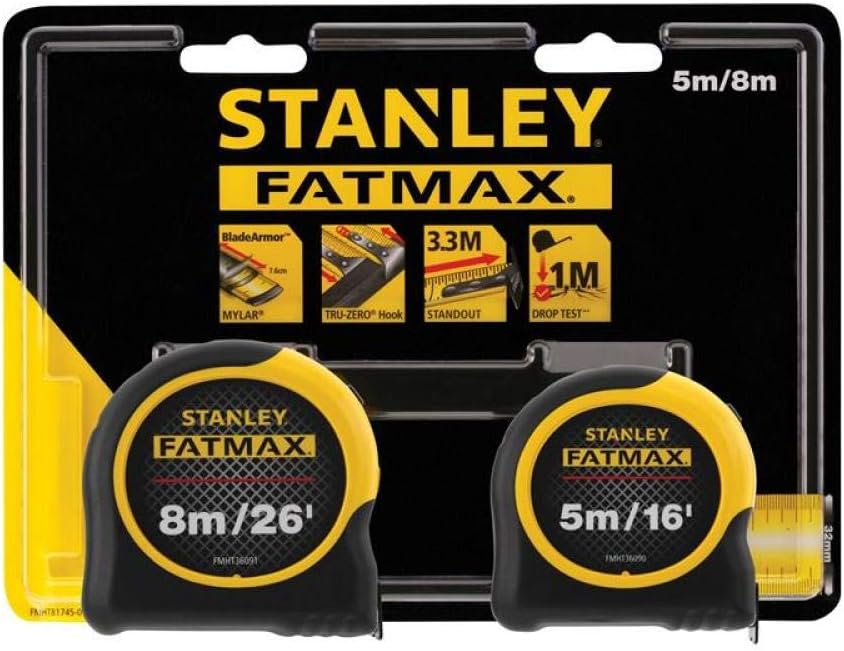 STANLEY STA081745 FatMax Classic Tape Twin Pack 5m & 8m (Width 32mm) 5, Black, 8 m - Image 4