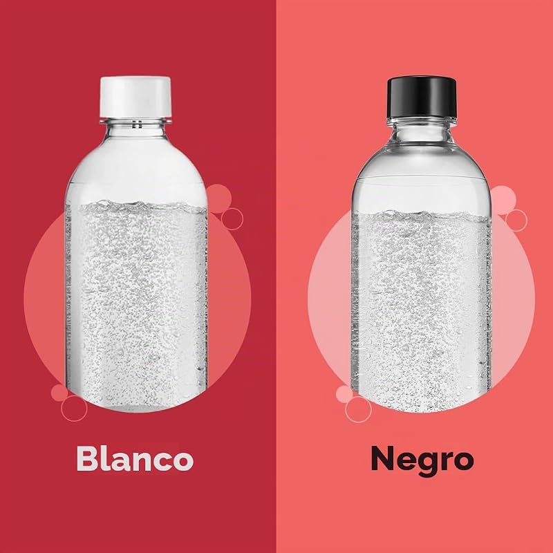Clássico – 2 garrafas de plástico de 1L para carbonatar água, pretas
