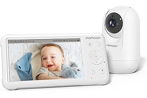 Momcozy Video Baby Monitor, 1080P 5" HD Baby Monitor with Camera & Wall Mount, Infrared Night Vision, 5000mAh Battery, 2-Way Audio, Temperature Sensor, Lullabies, 960ft Range, Ideal for New Moms, BM01