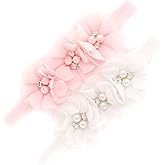 My Lello Flower Headbands Baby - Girls - Toddler Fabric Beaded Stretchy Elastic Pair
