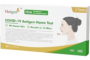 HOTGEN COVID-19 Antigen Home Test - 1 Pack, 2 Tests Total, FDA EUA Authorized OTC at-Home Self Test,COVID Self Test Results in 15 Mins with Nasal Swab No Discomfort