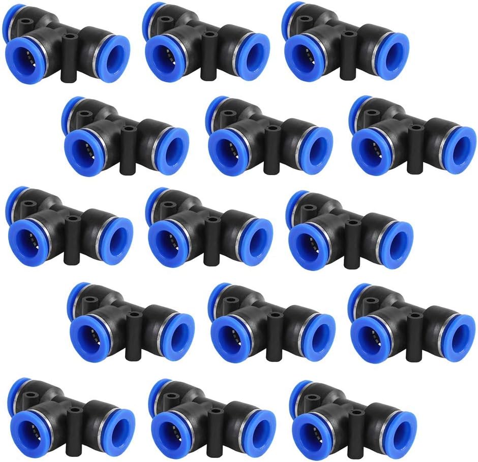 15 Pcs 1/4 Push Fittings, Plastic Push to Connect Fitting Tube Tee