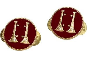 SMITH & WARREN Red 2 Parallel Fire Bugles Round Disc Collar Insignia