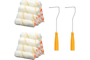 Multi-Size 1/2" Nap Microfiber Paint Roller Kit - 20 Pack Roller Covers & 2 Roller Frames Set for Walls, Cabinets, Furniture 