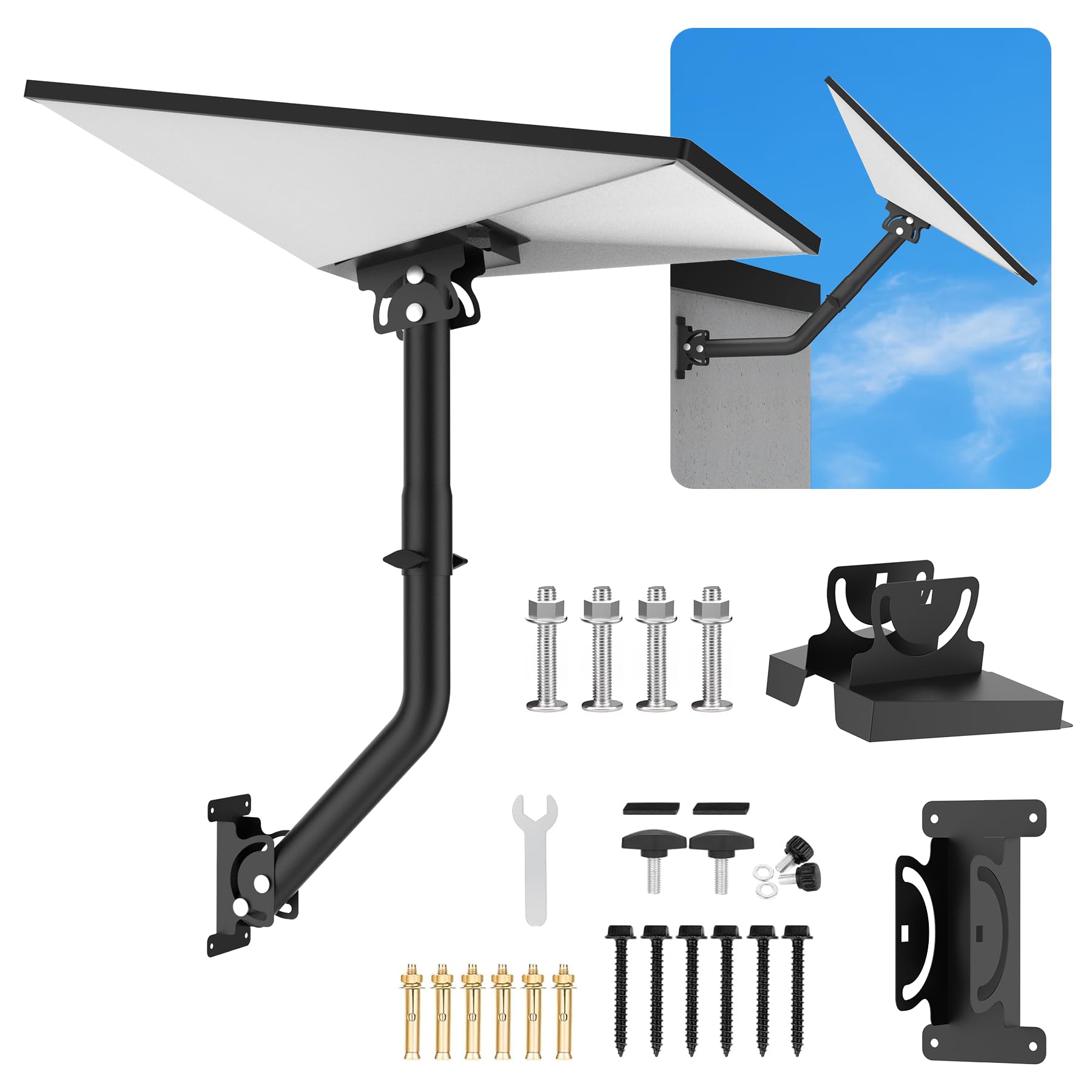 Gen 3 Starlink Mount, Adjustable Metal Starlink Standard Kit, Compatible with V3 Standard Dish with Pipe Adapter,Weatherproof,for Wall and Roof