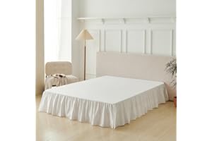 VTNXUN Bed Skirt Queen Size Ruffled Bed Skirt with Split Corners, Queen Bed Skirts 14 Inch Drop with Platform, White, 14'' Queen