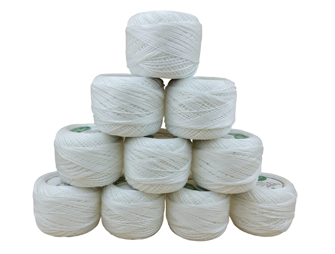 Crochet Cotton Pearl Threads (10 Pcs) - Crochet Cotton Yarn 10 Grams- 85 Meters -Crochet Thread for Projects, Blankets, Glove and Applique (White)