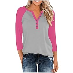 Womens 3/4 Sleeve Tops and Blouses Plus Size