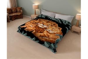 SOLARON Super Thick Heavy Weight Ultra Silky Soft Mink Heavy Duty Reversible Blanket Bed comforters bedspreads Bedding Comforter King or Queen (King, 226 Lions Green)