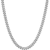 VEXXS Men's Gold Chain Flat Cut,18K Real Gold Plated Cuban Link Chain, Durable No Color Fading Stainless Steel Curb Chain 4mm 5mm 6mm Men’s Necklace