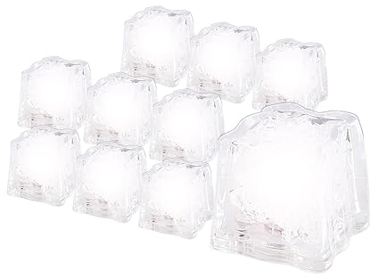 Lunartec Blinkende Eiswürfel: LED-Leucht-Eiswürfel, weiß, 10er-Pack (Blinkende LED-Eiswürfel)