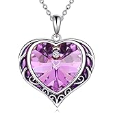 AINFQY Necklaces for Women, Love Heart Pendant with Austrian Crystals, Jewelry Gifts for Wife, Sterling Silver Heart Necklaces, Birthday or Chrismas Holiday Gifts for Her, Mom
