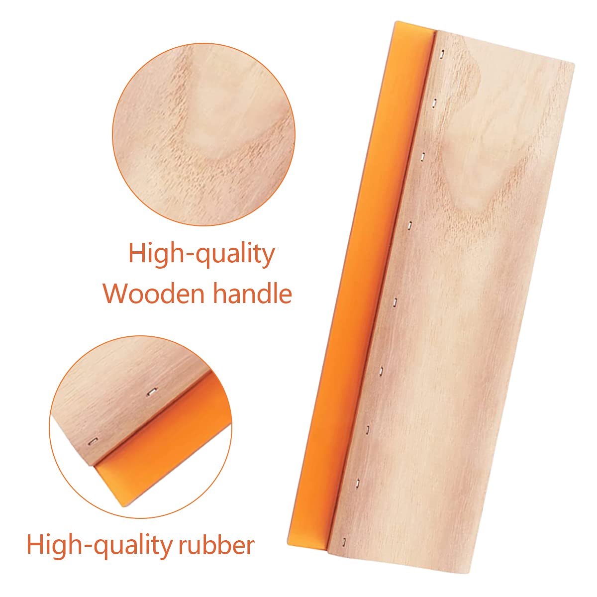 Screen Printing Squeegee, 75 Durometer Wooden Scraper Rubberwood Silk Print, for Printmaking Print Ink Machine 11.8 inch