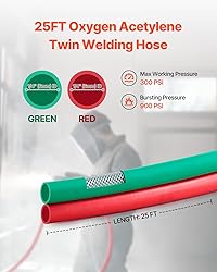 VEVOR Oxygen Acetylene Hose, 1/4-Inch x 25FT Oxy