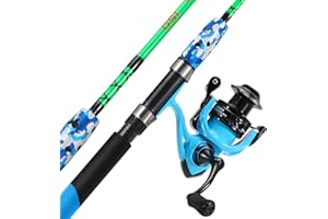 Sougayilang Spinning Reel and 2-Piece Fishing Rod Combo, Durable Graphite & Fiberglass Rod, Split-Grip Cork Handle,Right/Left Handle Position