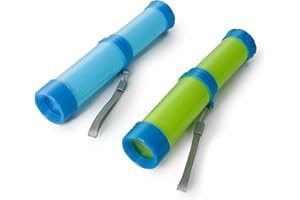 Luwint Pocket Telescope Toy for Kids, 2 Pack Portable Pirate Telescope Science Monocular Toys Retractable Spyglass Exploring Educational Toy Birthday for Boys Girls (Green/Blue)