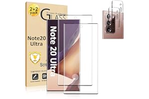 MICGER Galaxy Note 20 Ultra Screen Protector, 2 Pack Tempered Glass Screen Protector, 2 Pack Camera Lens Protector, 9H Hardness Tempered Glass Screen Protector for Samsung Galaxy Note 20 Ultra 5g【2+2 Pack】