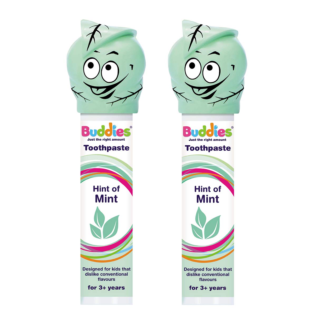 Buddies Hint of Mint Toothpaste Pump Twin – Mild Butter-Mint Flavour, SLS & Paraben-Free, 1450ppm Fluoride, Low-Foam Formula for Sensitive Brushers & Special Needs - Pack 100ml × 2