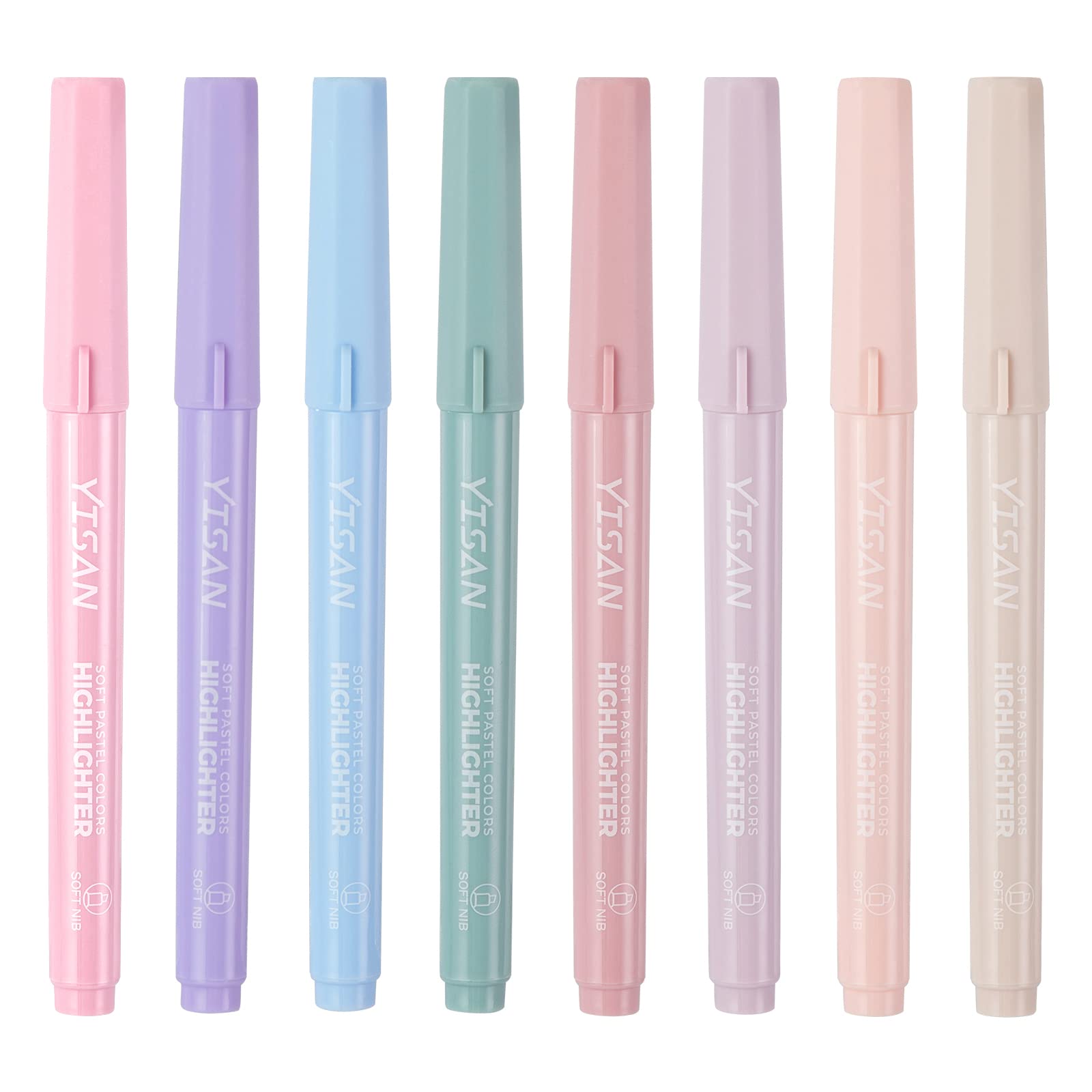 YISAN Pastel Highlighters,Soft Chisel Tip Bible Highlighter Pens No Bleed 8 Colors for Journaling Supplies,70245