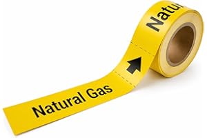 Marine Pipe Markers - Natural Gas Safety Labels for Boat, Waterproof Self-Adhesive Pipe Identification Stickers, 1" H x 8" W,