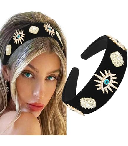 Evil eye and jewels satin headband new Mauve Dusty Rose Evil Eye Headband - Etsy main image 2