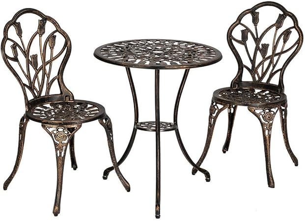 Amazon Com Peterzon 3pc Cast Aluminum Patio Furniture Tulip